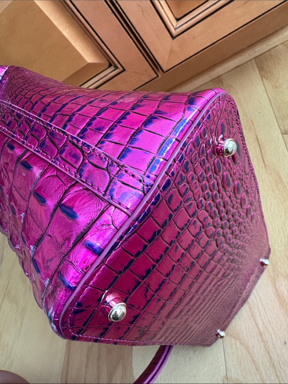 Brahmin duxbury voltage violet satchel Melbourne shoulder bag croc leather rare - Picture 9 of 17